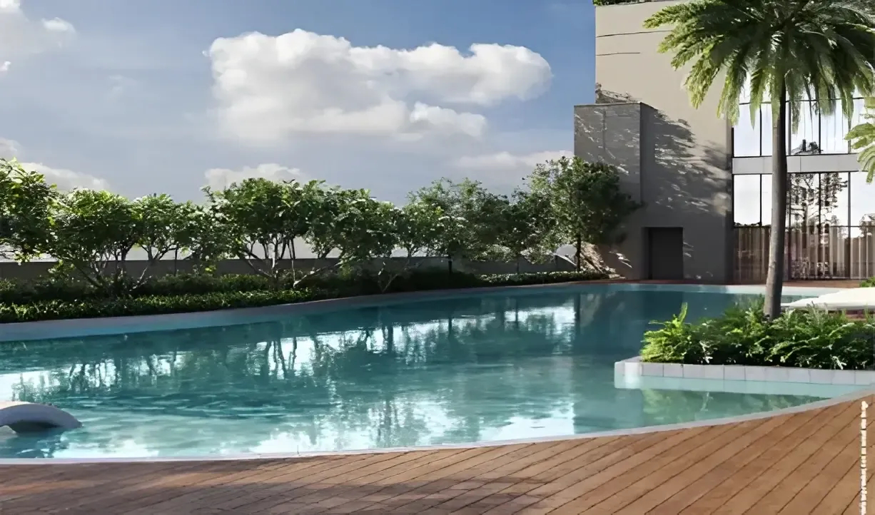 Landscaped green podium